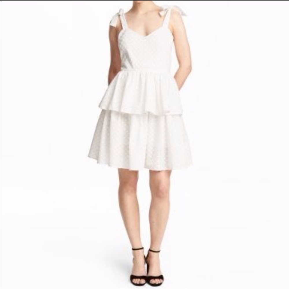 H&M White Eyelet Tiered Dress NWOT